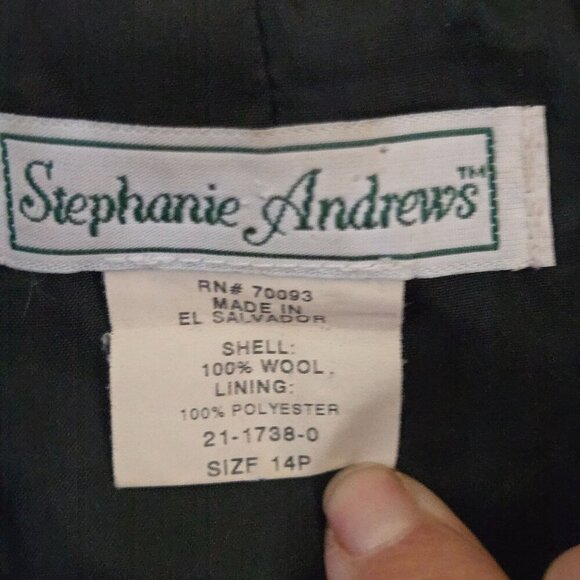 Stephanie Andrew's Vintage Navy 100% Wool Double-Breasted Blazer Size 14p - Picture 5 of 5